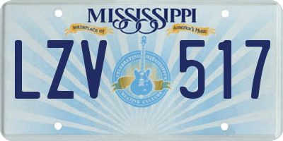 MS license plate LZV517