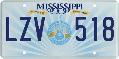 MS license plate LZV518