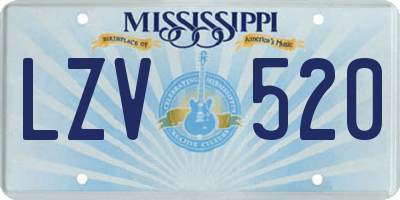MS license plate LZV520