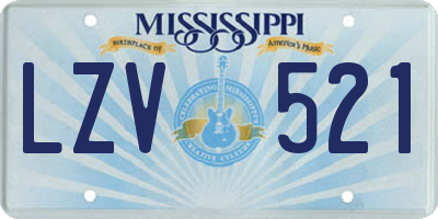 MS license plate LZV521