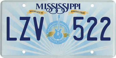 MS license plate LZV522
