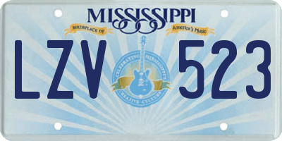 MS license plate LZV523