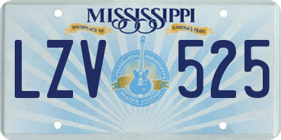 MS license plate LZV525