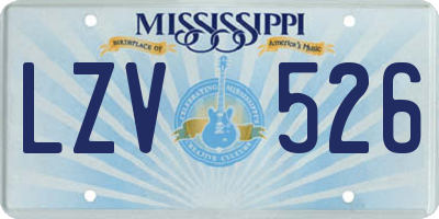 MS license plate LZV526