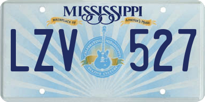 MS license plate LZV527