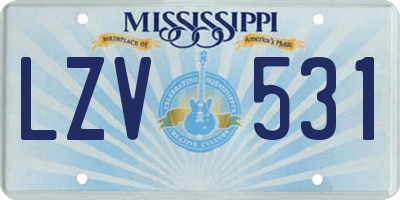 MS license plate LZV531