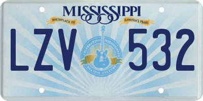 MS license plate LZV532