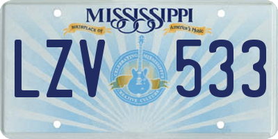 MS license plate LZV533