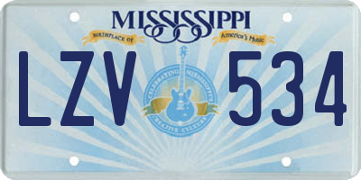 MS license plate LZV534