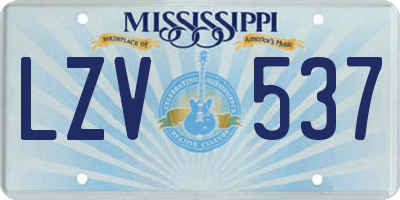 MS license plate LZV537