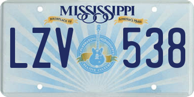 MS license plate LZV538