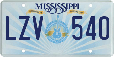 MS license plate LZV540