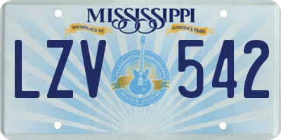 MS license plate LZV542