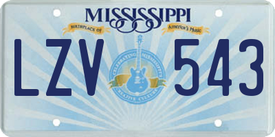 MS license plate LZV543