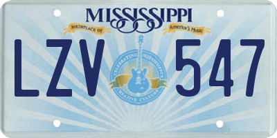 MS license plate LZV547