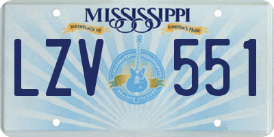 MS license plate LZV551