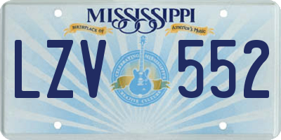 MS license plate LZV552