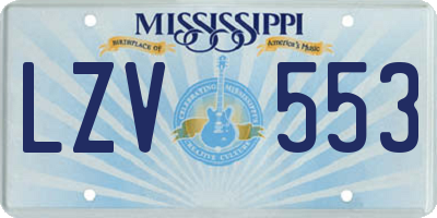 MS license plate LZV553
