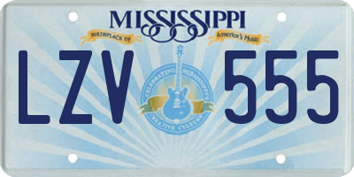 MS license plate LZV555