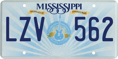 MS license plate LZV562