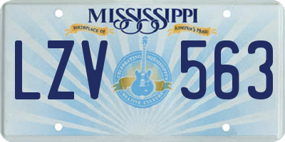 MS license plate LZV563
