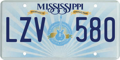 MS license plate LZV580