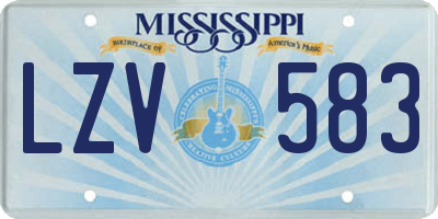 MS license plate LZV583