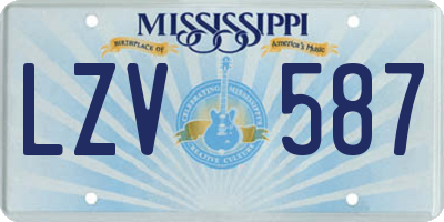 MS license plate LZV587