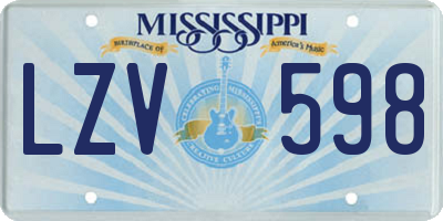MS license plate LZV598