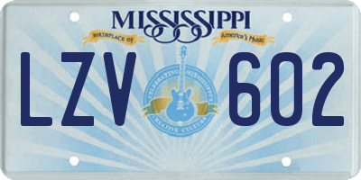 MS license plate LZV602
