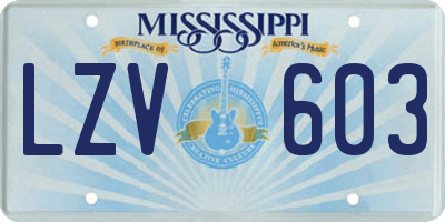 MS license plate LZV603