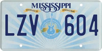MS license plate LZV604