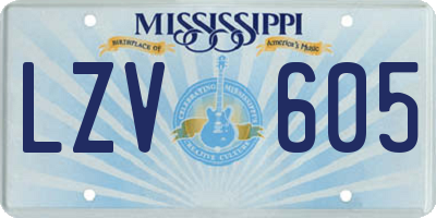 MS license plate LZV605