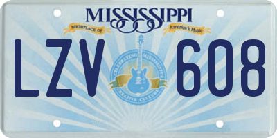 MS license plate LZV608