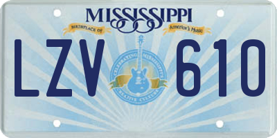 MS license plate LZV610