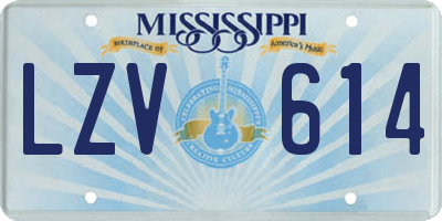 MS license plate LZV614