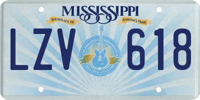 MS license plate LZV618