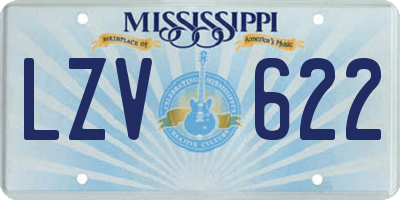 MS license plate LZV622