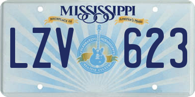 MS license plate LZV623