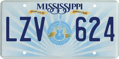 MS license plate LZV624