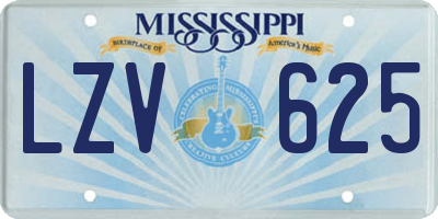 MS license plate LZV625
