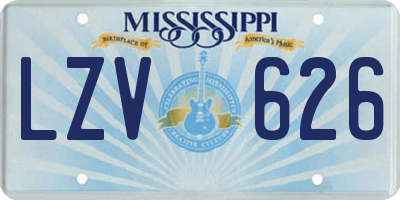 MS license plate LZV626
