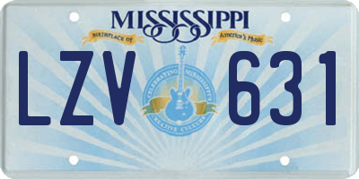 MS license plate LZV631