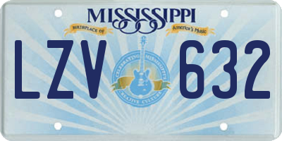 MS license plate LZV632
