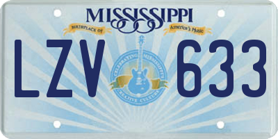 MS license plate LZV633