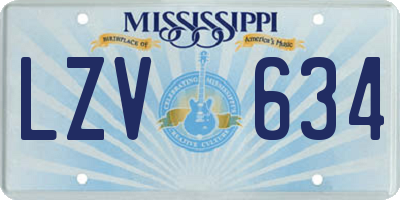 MS license plate LZV634