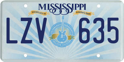 MS license plate LZV635