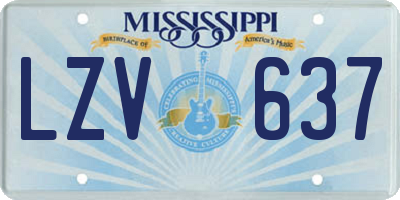 MS license plate LZV637