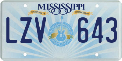 MS license plate LZV643