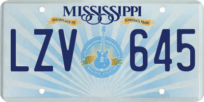 MS license plate LZV645